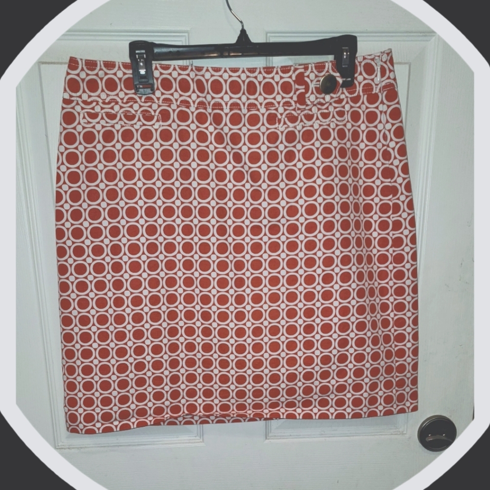 Ann Taylor casual orange / white design mini skirt